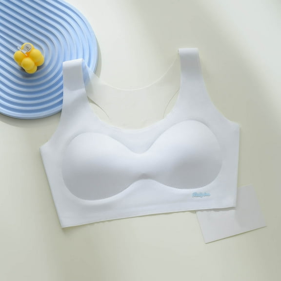 KkSLirnhs Bra for Girls 10-12 Girl Bras 12-14 Lightweight & Elastic Girls' Nylon Bra - Wire-Free with Padded Cups 11 Years White