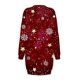 thumbnail image 5 of Fiaer Christmas Snowflake with Star Long Sleeve Dress for Women Sweatshirt Dress Fall Fashion Outfits Casual Mini Dress Red XXXL, 5 of 5