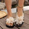 thumbnail image 6 of CQONEPT Flower Flip Flops for Women with Arch Support Comfortable Slip on Slippers Walking Sandals Slides Casual Lightweight Dressy Slippers Beige 39, 6 of 6
