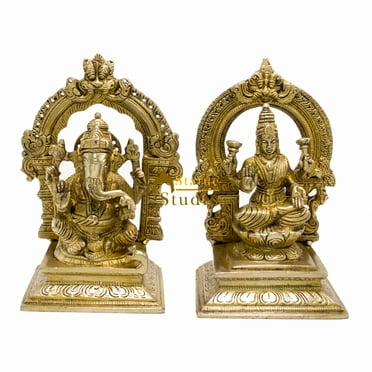 StatueStudio Laxmi Ganesh statue Hindu Lord Lakshmi Ganesha Murti Religious Idol for Diwali Pooja, Mandir, Home Decor, Office Table and Shop Wall Sleves Gift Item (4.5 X 3 X 7 Inch)