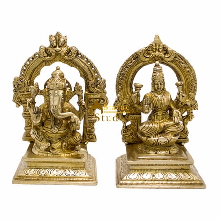StatueStudio Laxmi Ganesh statue Hindu Lord Lakshmi Ganesha Murti Religious Idol for Diwali Pooja, Mandir, Home Decor, Office Table and Shop Wall Sleves Gift Item (4.5 X 3 X 7 Inch)