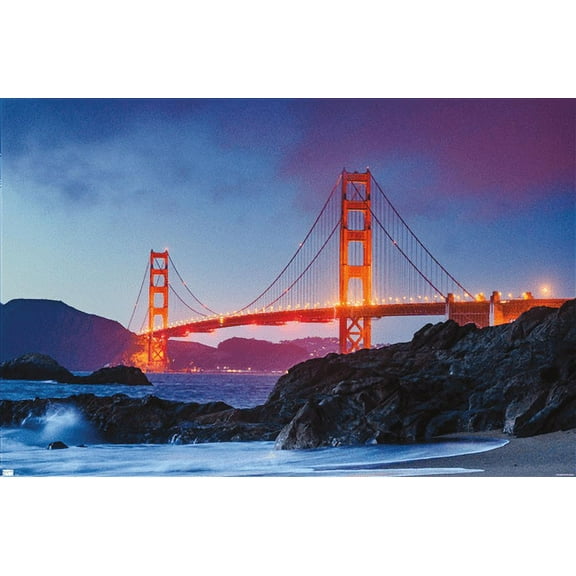 Wonders of the World - Golden Gate Bridge Wall Poster, 22.375" x 34"