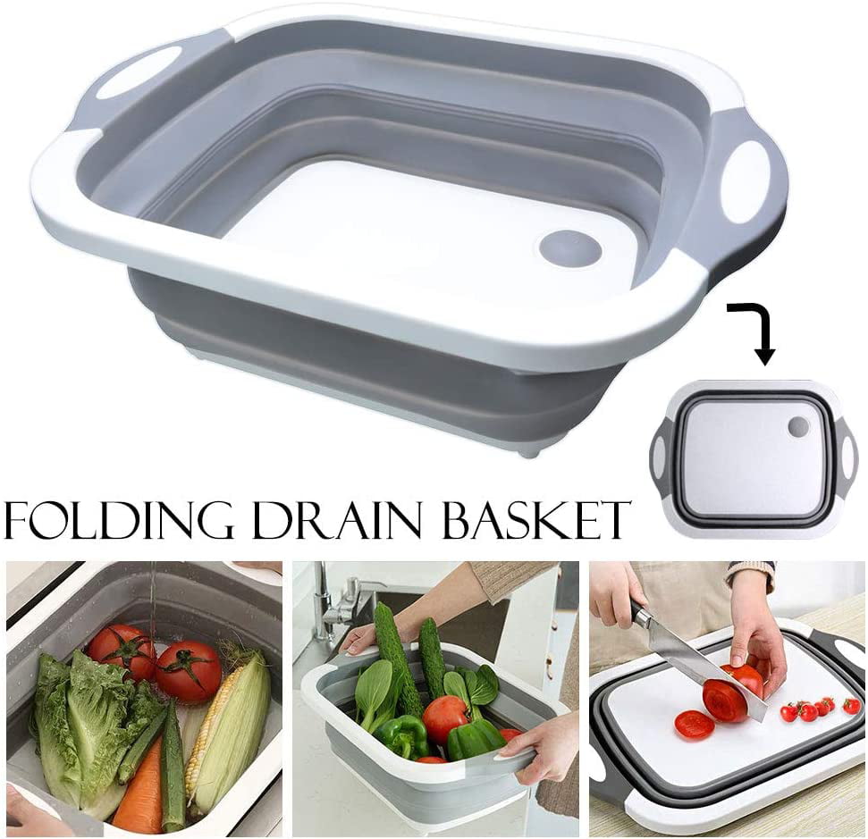 Multifunction Folding Fruit Basket Sink Storage Vegetable Drain Chopping Board