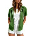 thumbnail image 2 of Short Sleeve Hoodies for Women Summer Fall Lightweight Zip Up Sweatshirt with Pockets Casual Jacket Outerwear, 2 of 7