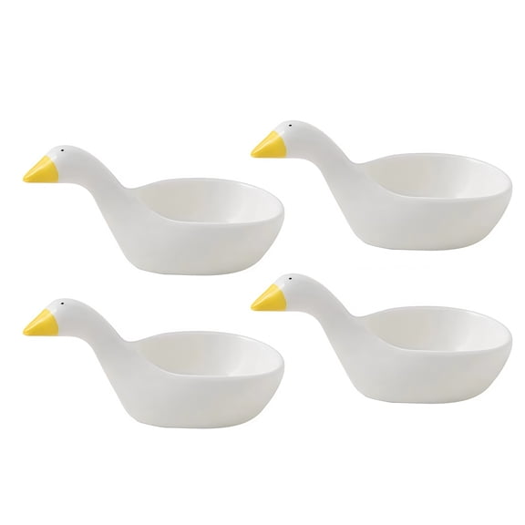 Jkung Goose Ceramic Sauce Dish Set Cute Embossed Soy Sauce & Condiment Plates for Sushi Dumplings & Hot Pot Elegant Home Decor Practical Dipping Bowls