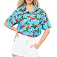 thumbnail image 4 of LA LEELA Button Down Shirt for Women Casual Summer Beach Party Short Sleeve Tropical Vacation Tops Blouse Shirt Blouses Hawaiian Shirts Women S Palm Flamingos, Blue, 4 of 4