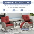 thumbnail image 5 of POCASSY Outdoor Rocking Chairs with Cushion, 3 Pieces Patio Rocker Gray Wicker Rattan Set with Wicker Side Table for Porch Deck Balcony, Red, 5 of 8