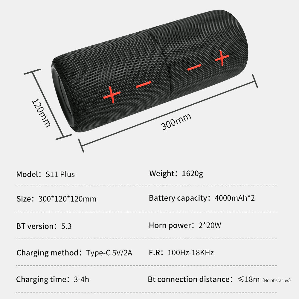 DCOWO S11Plus 2-in-1 Wireless Bluetooth Speaker Features 360 ° Surround Sound And 15 Hour Battery Life Ldeal For Office Gatherings And Camping