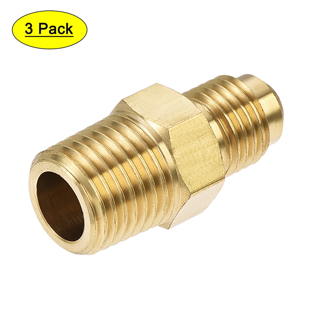 Uxcell 1/4 SAE Flare to 1/4NPT Male Tubing Adapter Brass Pipe Fitting 3
