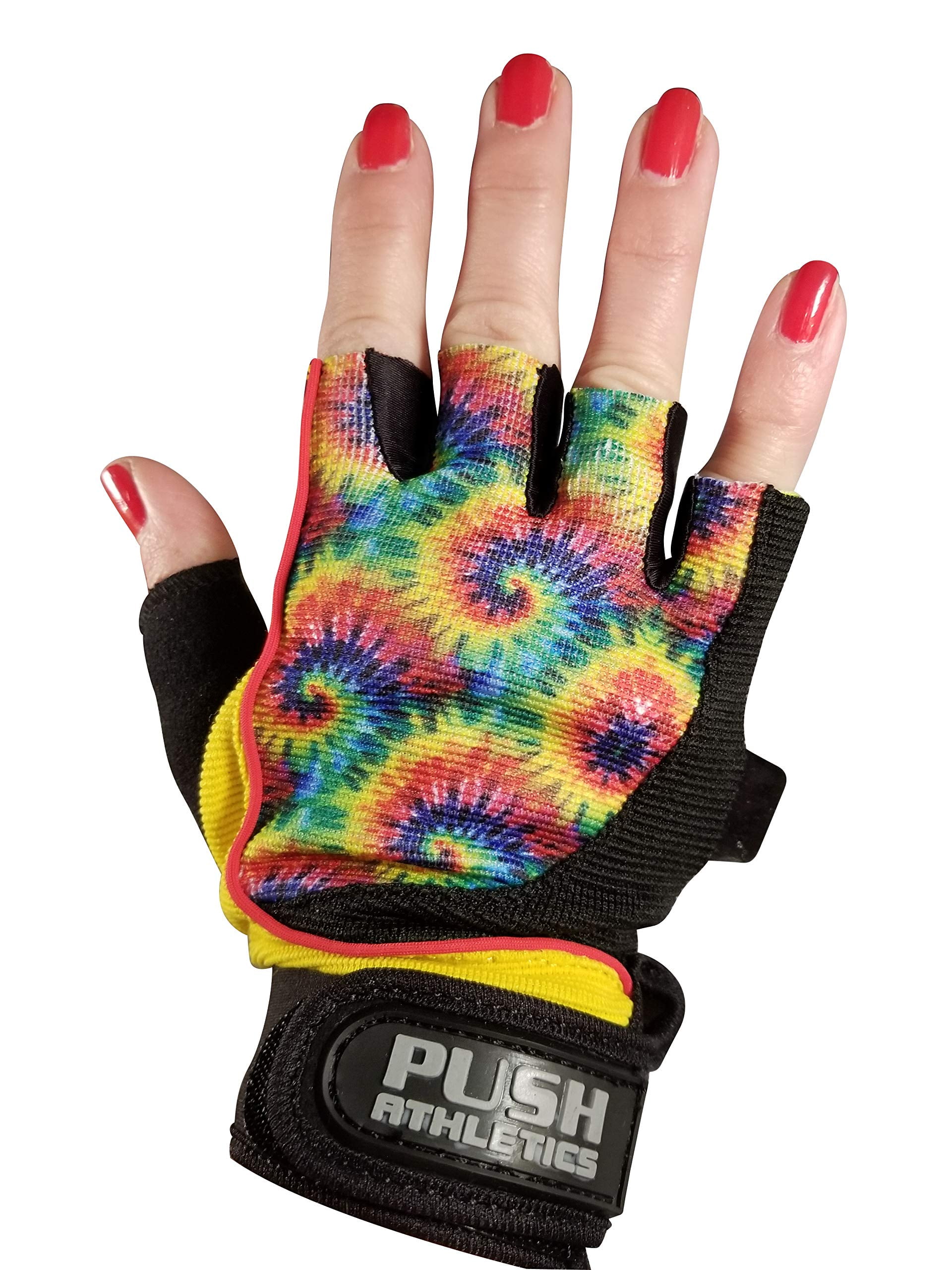PUSH Athletic Women's Workout Gloves (Tie Dye, XLarge)