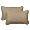 Pillow Perfect Outdoor/ Indoor Sunbrella Linen Tan Rectangle Throw Pillow (Set of 2)