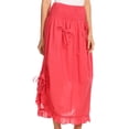 thumbnail image 3 of Sakkas Coco Long Cotton Ruffle Skirt with Pockets and Elastic Waistband - Coral - One Size Regular, 3 of 5
