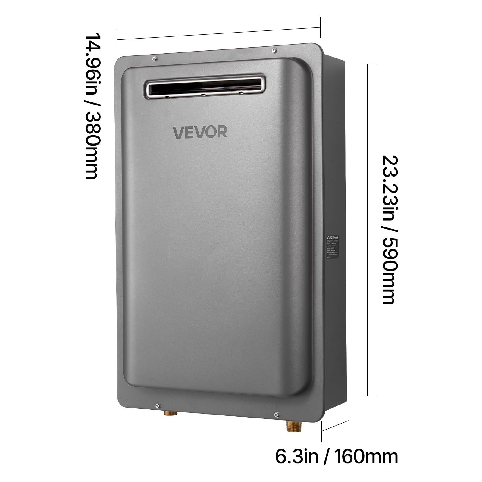 VEVOR Gas Tankless Water Heater, 8Gal Outdoor 191000 BTU Instant Hot Water Heater, Smart Temperature Control & 3/4 inch NPT Interface& Multiple Security Protections for Whole House, Silver Gray