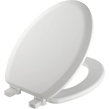 MAYFAIR 1841EC 000 Cameron Toilet Seat will Never Loosen and Easily Remove, ELONGATED, Durable Enameled Wood, White