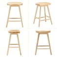 thumbnail image 7 of Guyou Backless Counter Stools Set of 4, 24 Inch Rustic Farmhouse Wooden Saddle Stools, Bar Stools for Kitchen Island Bar Bistro, Natural, 7 of 7