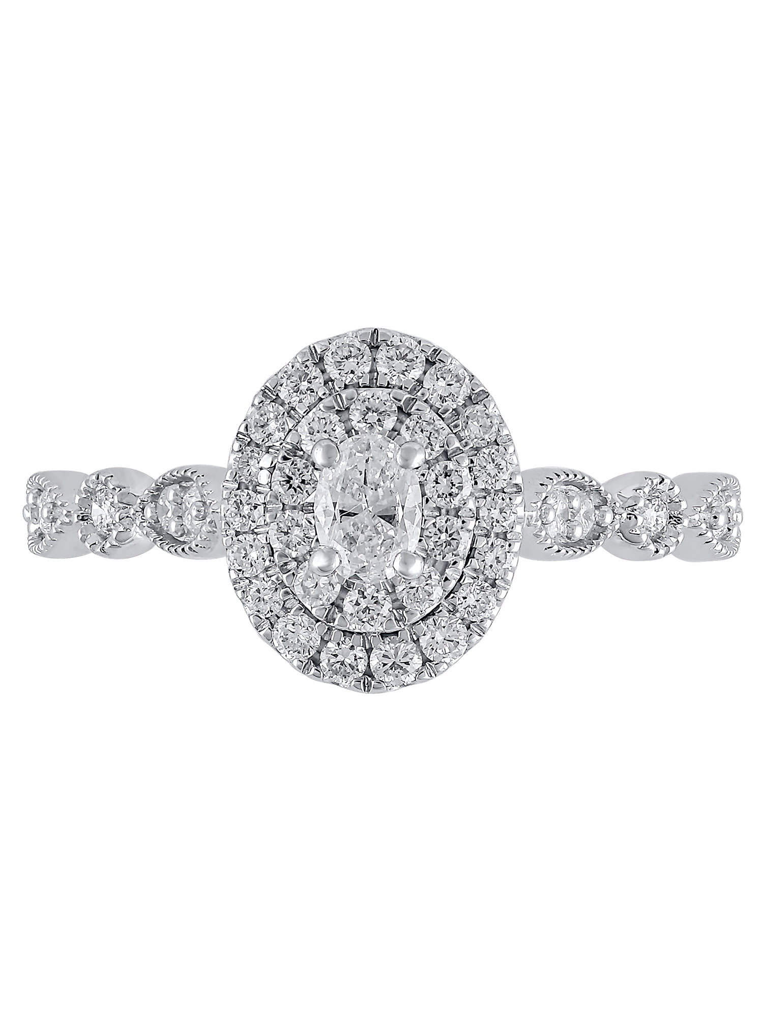 Brilliance Fine Jewelry 1/2 Carat T.W. Lab Grown Diamond Engagement Women Ring Sterling Silver