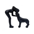 thumbnail image 3 of Charming Woman and Dog Statue Ornament, Perfect Home Decoration for Pet Lovers, Resin Dog Memorial Sculpture for Living Room Bedroom Office, Heartwarming Gift Idea for Dog Owners, 5.5*6.2in, Black, 3 of 6