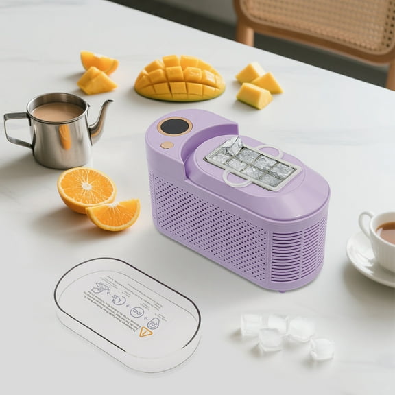 Purple Plastic 21.6x9.3x12.8cm Mini Ice Maker 12v Car Home Quick Ice Making Portable Small Ice Box