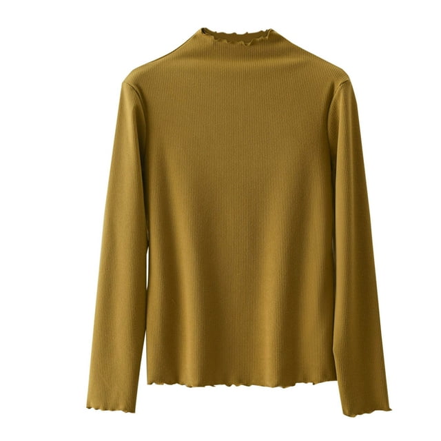 Kaemgyyd Long Sleeve Tops for Women Fall Winter Thermal Warm Base Layer Undershirt Ribbed Knit Crew Neck Tee Clothes