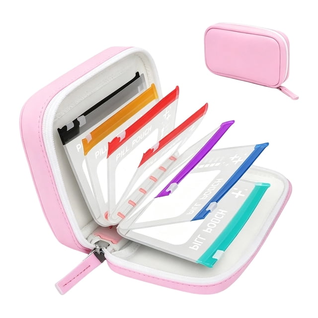 Outdor Pouch 7Pcs Inside Zipper With 7 Day Zipper Pouches Organizer Travel Weekly Vitamin Reusable Portable Large Holder Daily