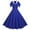 Dress-Blue, variant on LEKWK Vintage Dress for Women 1950S Rockabilly Fit-and-Flare Dress Short Sleeve Collared Button Cocktail Party Dress A Line Tea Party Costumes