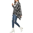thumbnail image 4 of Unique Bargains Women's Plaid Asymmetric Kimono Open Front Loose Cardigan, 4 of 6