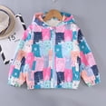 thumbnail image 3 of Usaibhir Toddler Girls Cartoon Cat Print Zip Jacket Hooded Trench Lightweight Kids Fleece Coats Windbreaker Outdoor Cute Coats 2-10T, 3 of 9