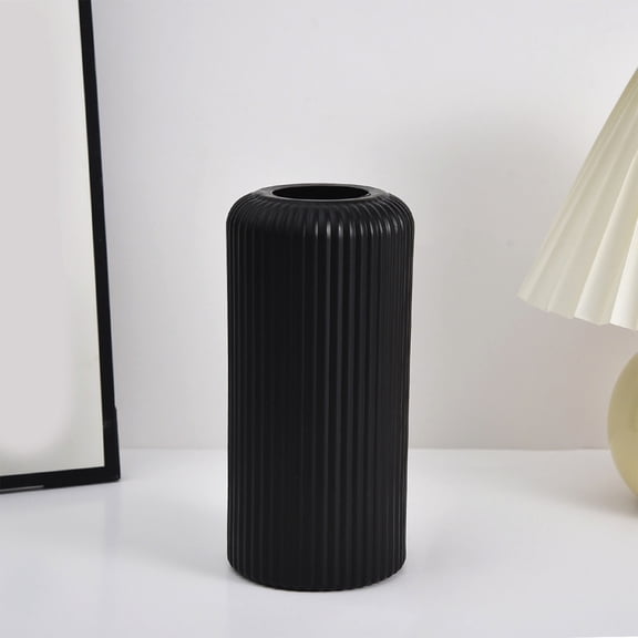 Btomtd Modern Plastic Flower Vase, Home Decoration Flower Pot for Bookshelf, Mantel and Table, Stylish Living Room and Coffee Table Vases, Black