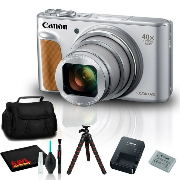 Canon PowerShot SX740 HS Silver Digital Camera - International Model with Carry Case & Tripod Included(International Model)