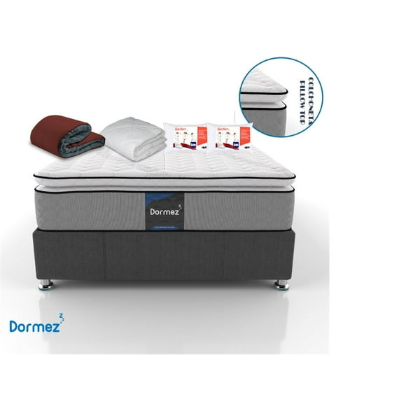 Cólchón Ortopedico Dormez Hipolergenico Matrimonial +Box + 2 Almohadas + 1 Protector + 1 Edredón + 2 fundas