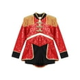 thumbnail image 3 of Hansber Enfants Filles Magicien de Cirque Ringmaster Dompteuse de Lions Cospaly Tenues Batteur Fanfare Uniforme d'Équipe Rouge A 8, 3 of 7