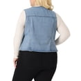 thumbnail image 4 of DARING DIVA Women's Plus Size V Neck Sleeveless Utility Denim Vests 1X Light Blue, 4 of 6