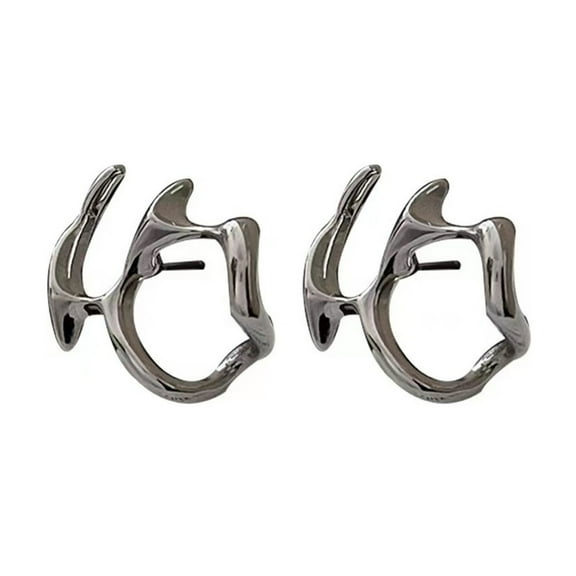 Liquid Metal Earring Trend Silver Color Hollow Stud Earring Jewelry Charm