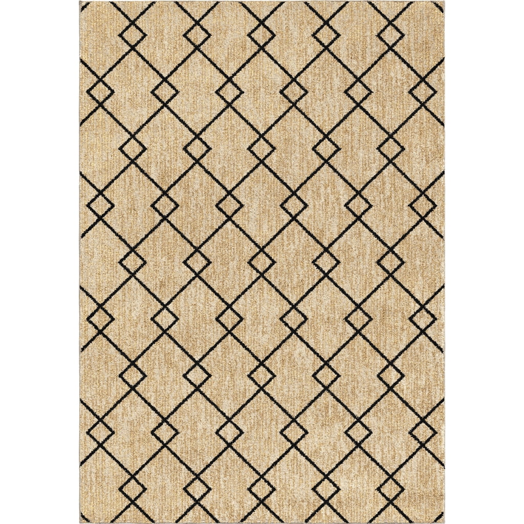 Orian Next Generation Area Rug 4416 High Pile Beige Diamond Blocks