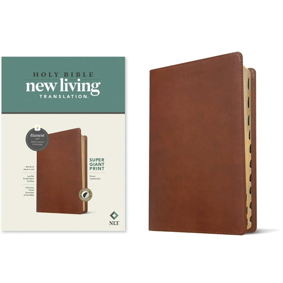 NLT Super Giant Print Bible, Filament Enabled (Leatherlike, Brown, Indexed, Red Letter), (Hardcover)