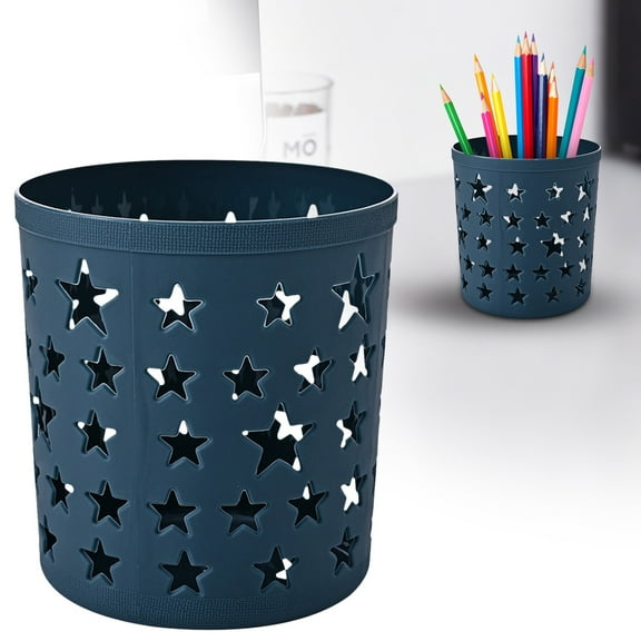 Meiiso Star Shape Plastic Pen Holder, Blue, Modern Simple Design, 11cm, Pen Holder Learners Ornaments Pen Holder Storage Box 11cm
