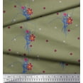 thumbnail image 2 of Soimoi Toile de Coton Feuilles & Lys Imprimé Floral par la Cour 56 Pouces de Large, 2 of 6