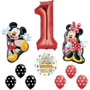 Mickey and Minnie Mouse Full Body 1st Birthday Supershape Balloon Set