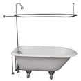 thumbnail image 1 of My Plumbingstuff R2200A Clawfoot Tub Shower Faucet And Rectangular Combo Set - 3 ?-Inch Center-Diverter Faucet In Chrome - Mip Connections - 61 2-Piece Riser With Shower Head - 42 X 27 Shower Ro, 1 of 5
