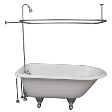 My Plumbingstuff R2200A Clawfoot Tub Shower Faucet And Rectangular Combo Set - 3 ?-Inch Center-Diverter Faucet In Chrome - Mip Connections - 61 2-Piece Riser With Shower Head - 42 X 27 Shower Ro