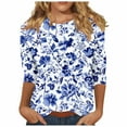 thumbnail image 2 of Sheghy Going Out Tops for Women Women's Casual 3/4 Sleeve T-Shirts Crew Neck Loose Basic Blouses Going Out Tunic Shirts Multicolor S, 2 of 5