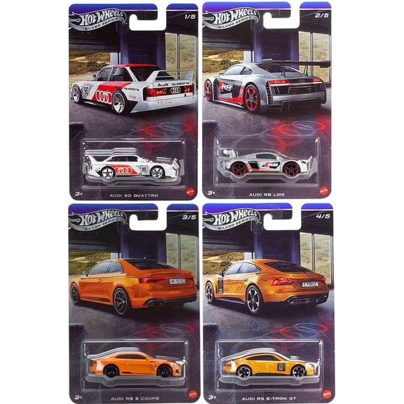Hot Wheels Silver Series Audi 4-Car Bundle, Die-Cast Vehicles GRT01-956Q