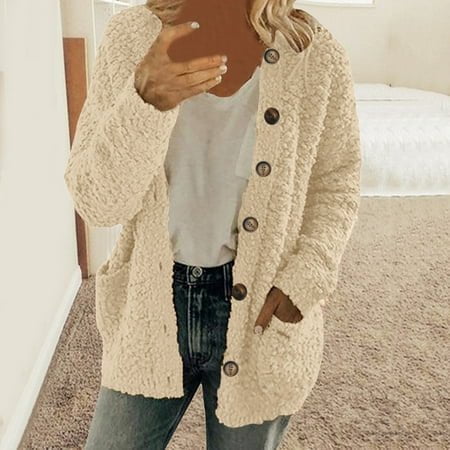 MKLEKYY Robe Chandail Maxi Femme Décontractée avec Poches et Boutons Cardigan Manteau
