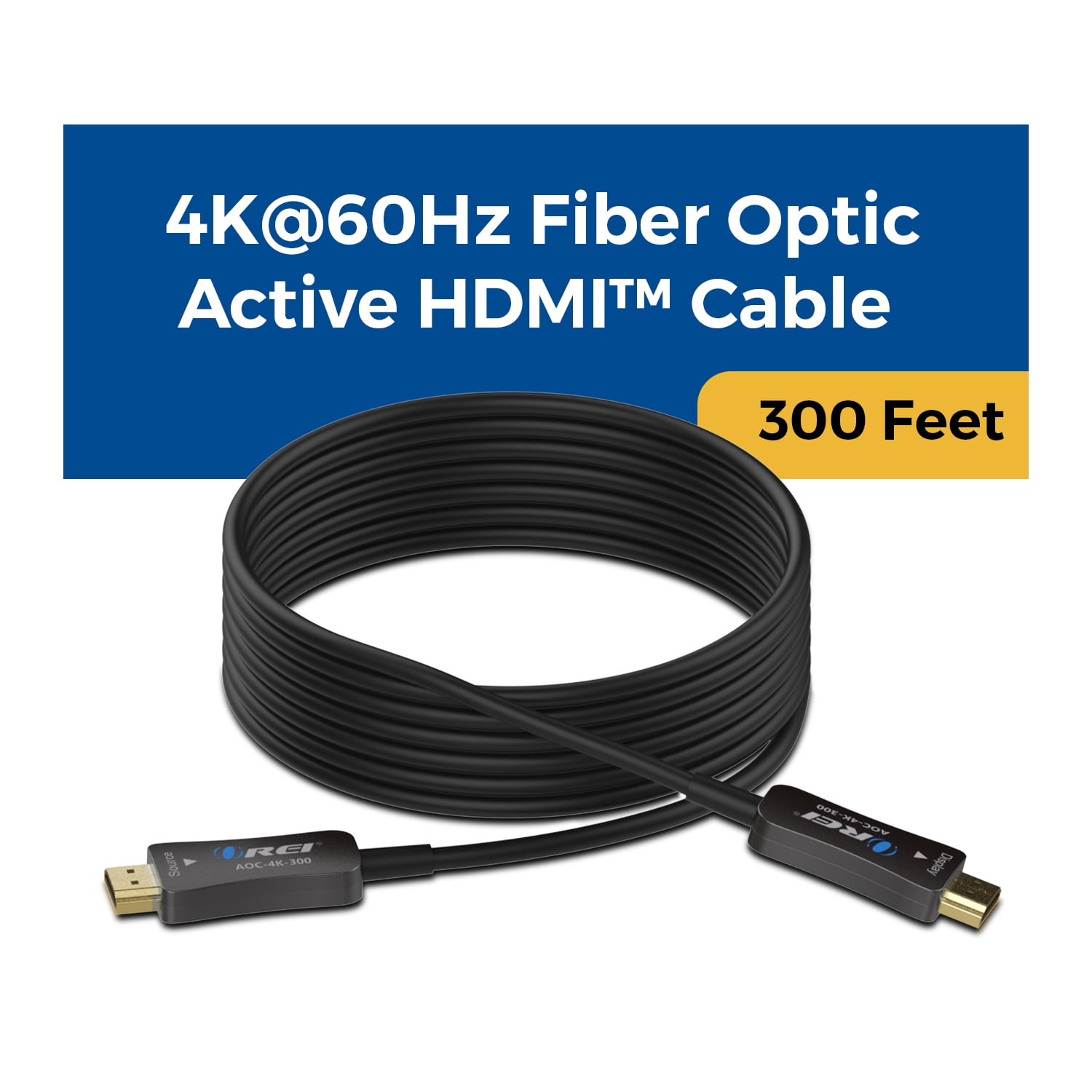 OREI 300ft Fiber Optic HDMI 2.0 Cable 4K 60Hz HDR High Speed (AOC-4K-300)