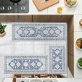 thumbnail image 6 of MeyJey Vintage Kitchen Rug Set, 3 Piece Non-Slip Kitchen Mat Machine Washable Runner Rug for Home Floor and Living Room, Navy/Blue/Gray, 6 of 15