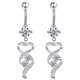 thumbnail image 1 of Nuevo Ombligo Stud de acero inoxidable Unisex con incrustaciones de diamante colgante ombligo, 1 of 5