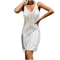 thumbnail image 1 of FAIWAD Robe Courte en Tricot Crochet pour Femme Sans Manches Dos Nu à Col en V Mini Robe de Plage Ajourée Robes Ajustées, 1 of 9
