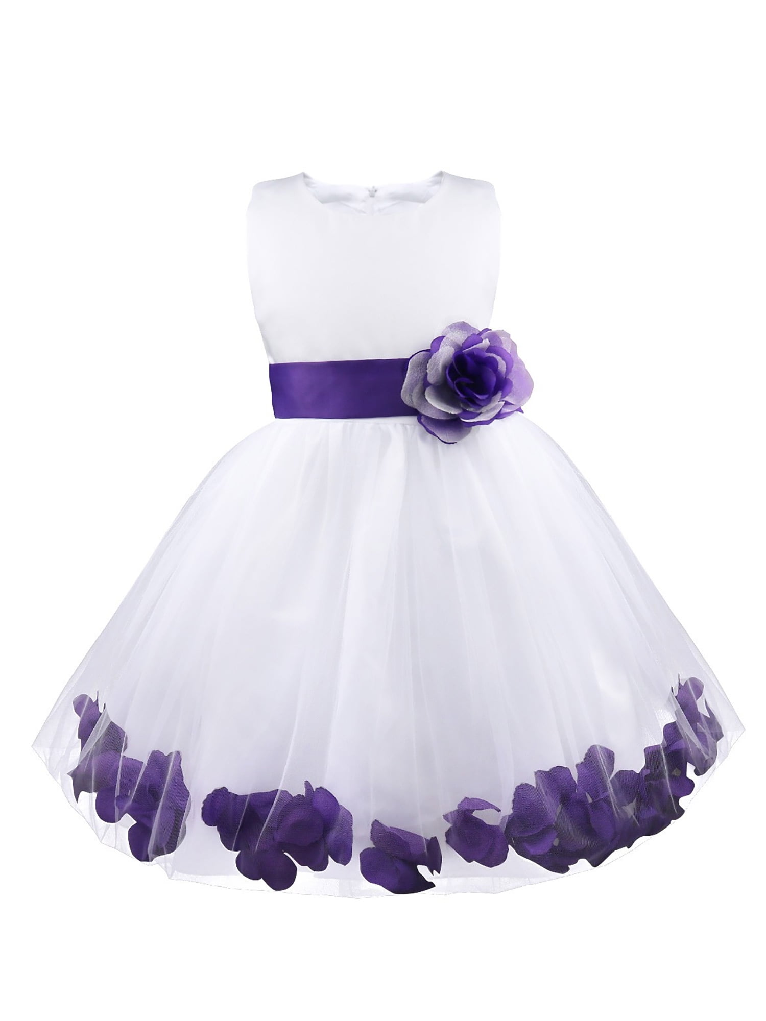 iEFiEL Infant Baby Girls Satin Bowknot Flower Girl Dress Petals Tulle ...