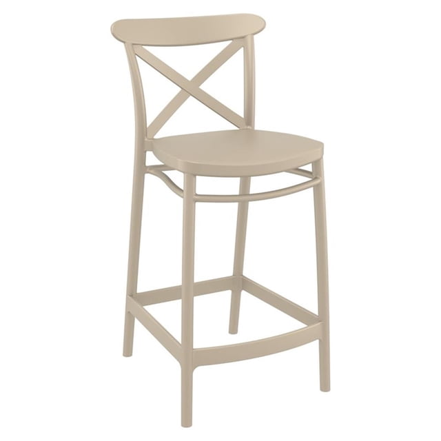Compamia Tabouret de Comptoir Contemporain en Résine pour Intérieur et Extérieur - Ensemble de 1, Taupe