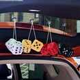 thumbnail image 2 of 1 Pair of Retro Square Mirror Hanging Couple Fuzzy Plush Dice with Dots For Car Interior Ornament Decoration, 2 of 3